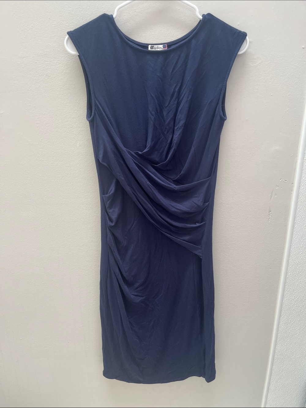 Kut from the Kloth Navy Sleeveless Draped Midi Dress